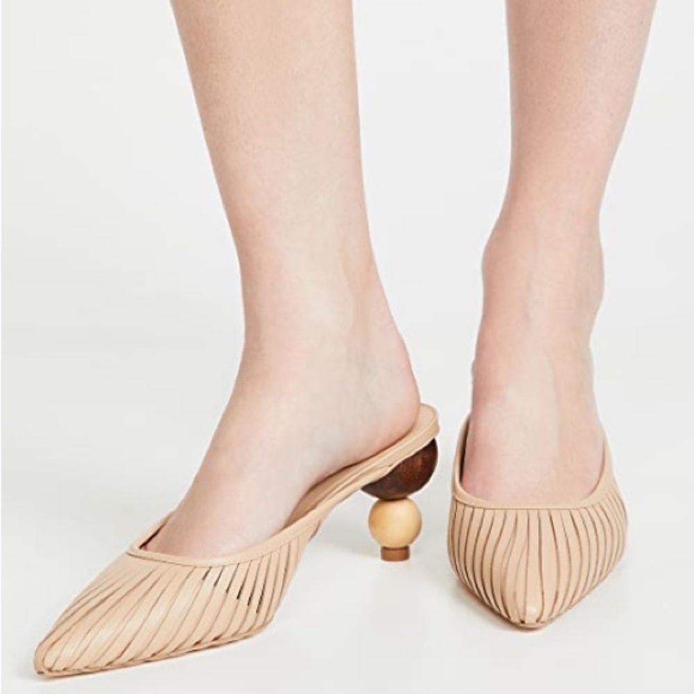 Cult Gaia Beige Mules with Unique Heel
